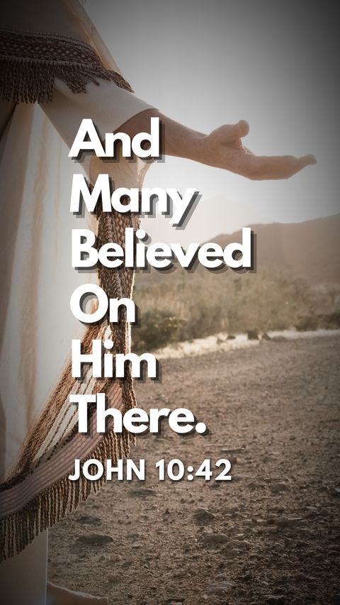 And Many Believed On Him There (John 10:42) phone wallpaper, full verse