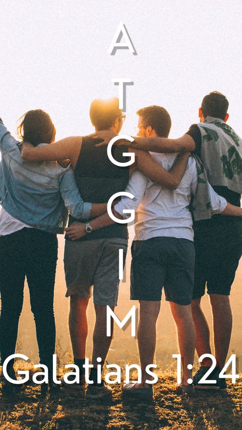 And They Glorified God In Me (Galatians 1:24) phone wallpaper, letters + reference