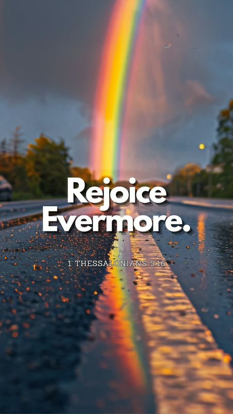 Rejoice Evermore (1 Thessalonians 5:16) phone wallpaper, full verse